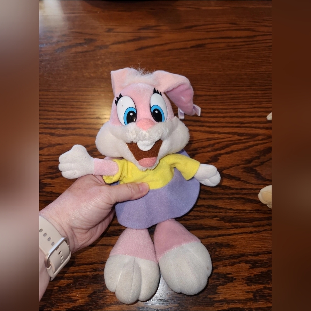 Vintage Tiny Toons Pink Babs Bunny 1990 Applause Plush Rabbit Stuffed Animal